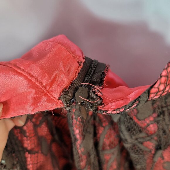 Milly NY Cocktail Dress Pink Brown Size 2 Sleeveless V Neck Zip Knee Length Lace - Picture 8 of 8